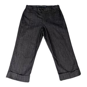 Light Weight Black Denim Capris Cuffed Flat Front Bandalino Womens Sz 10 EUC